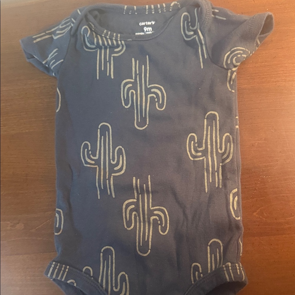 Carter's Blue and Gold Cactus Bodysuit